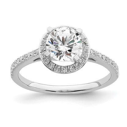 14K White Gold Vintage Halo (Holds 1 Carat (6.5mm) Round Center) 1/3 Diamond Semi Mount Engagement Ring