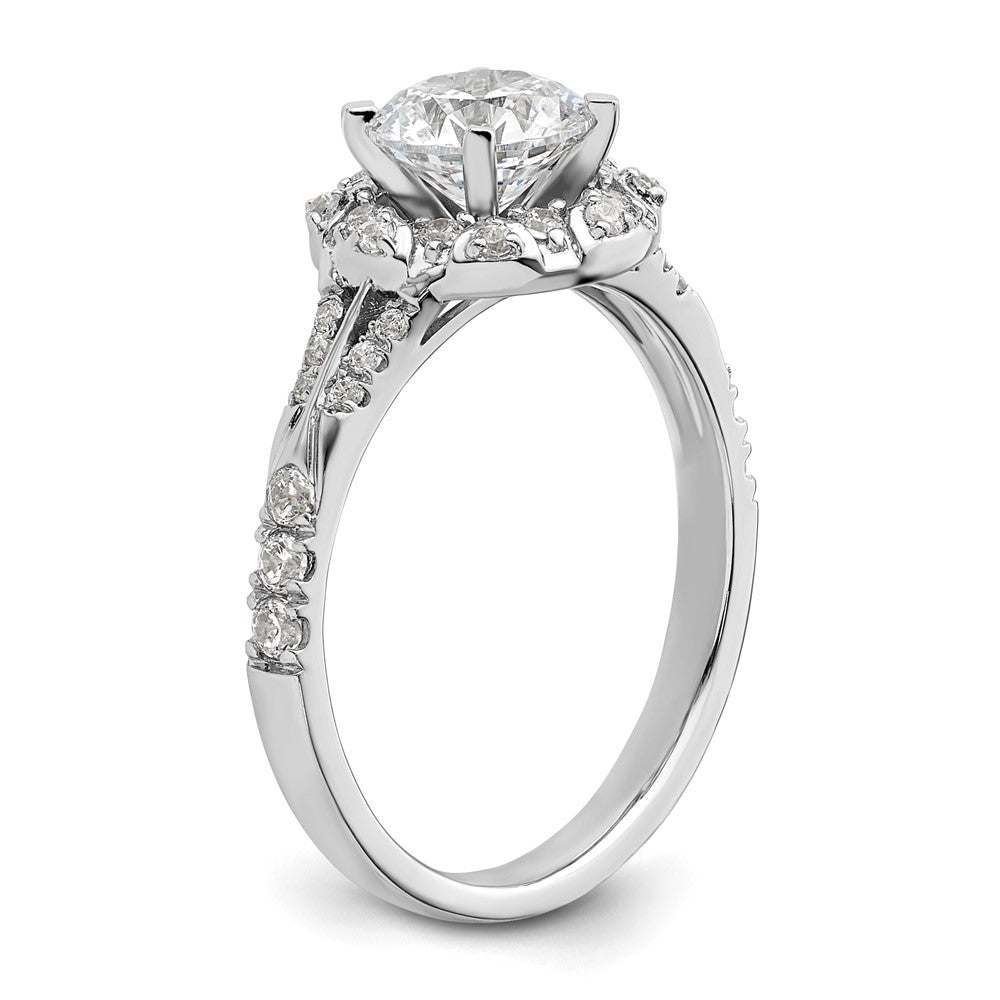 14k White Gold 1/3 Ct. Lab Grown Diamond VS/SI+ G+ 1 Ct. Center Round Semi Mount Halo Engagement Ring