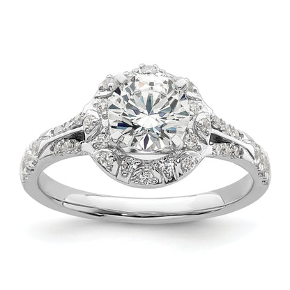 14k White Gold 1/3 Ct. Lab Grown Diamond VS/SI+ G+ 1 Ct. Center Round Halo Engagement Ring