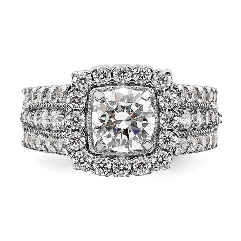 14k White Gold 1 1/3 Ct. Lab Grown Diamond VS/SI+ G+ 1 Ct. Center Round Engagement Ring