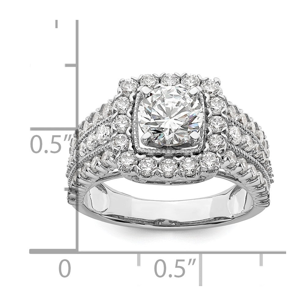 14k White Gold 1 1/3 Ct. Lab Grown Diamond VS/SI+ G+ 1 Ct. Center Round Engagement Ring