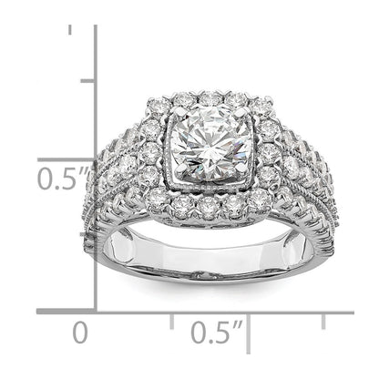 14k White Gold 1 1/3 Ct. Lab Grown Diamond VS/SI+ G+ 1 Ct. Center Round Engagement Ring