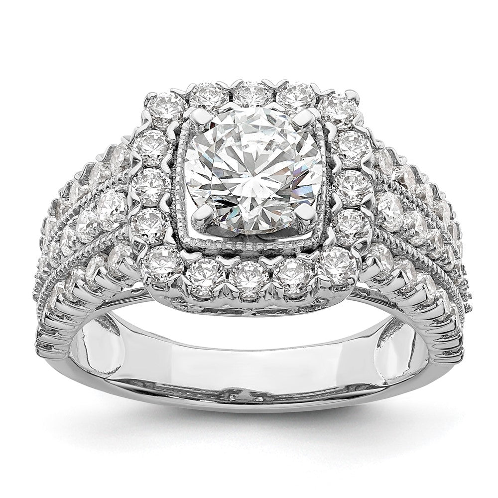 14k White Gold 1 1/3 Ct. Lab Grown Diamond VS/SI+ G+ 1 Ct. Center Round Engagement Ring