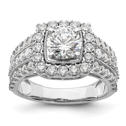 14k White Gold 1 1/3 Ct. Lab Grown Diamond VS/SI+ G+ 1 Ct. Center Round Engagement Ring