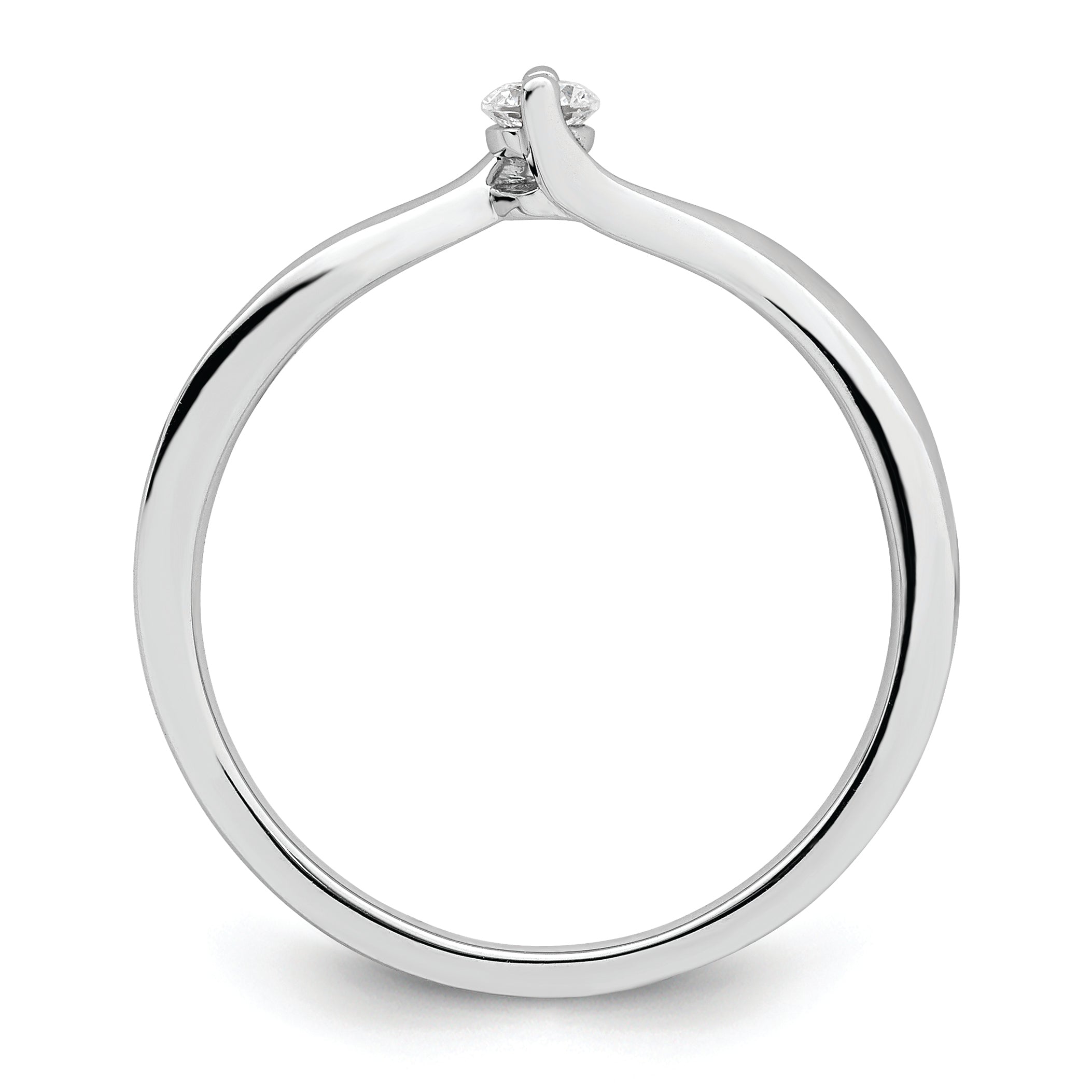 14K White Gold First Promise Bypass 1/10 Carat Round Diamond Complete Promise/Engagement Ring