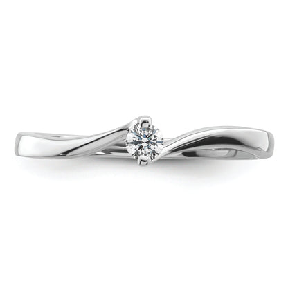 14K White Gold First Promise Bypass 1/10 Carat Round Diamond Complete Promise/Engagement Ring