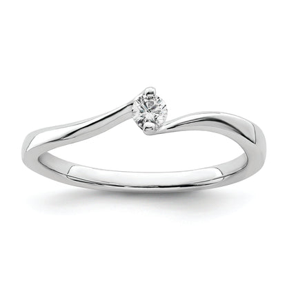 14K White Gold First Promise Bypass 1/10 Carat Round Diamond Complete Promise/Engagement Ring