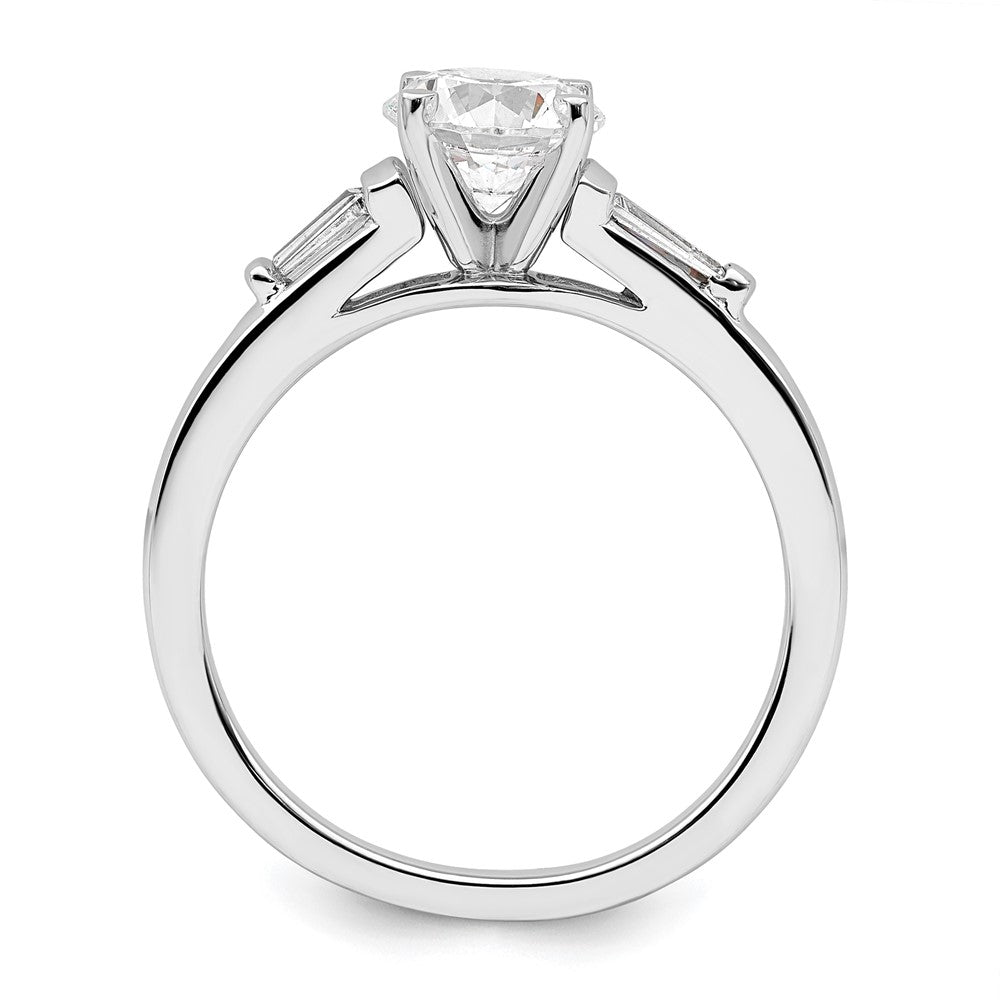 14K White Gold Semi Mount Including 2 Baquette Side Stones Diamond Engagement Ring