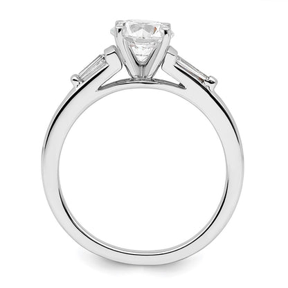 14K White Gold Semi Mount Including 2 Baquette Side Stones Diamond Engagement Ring