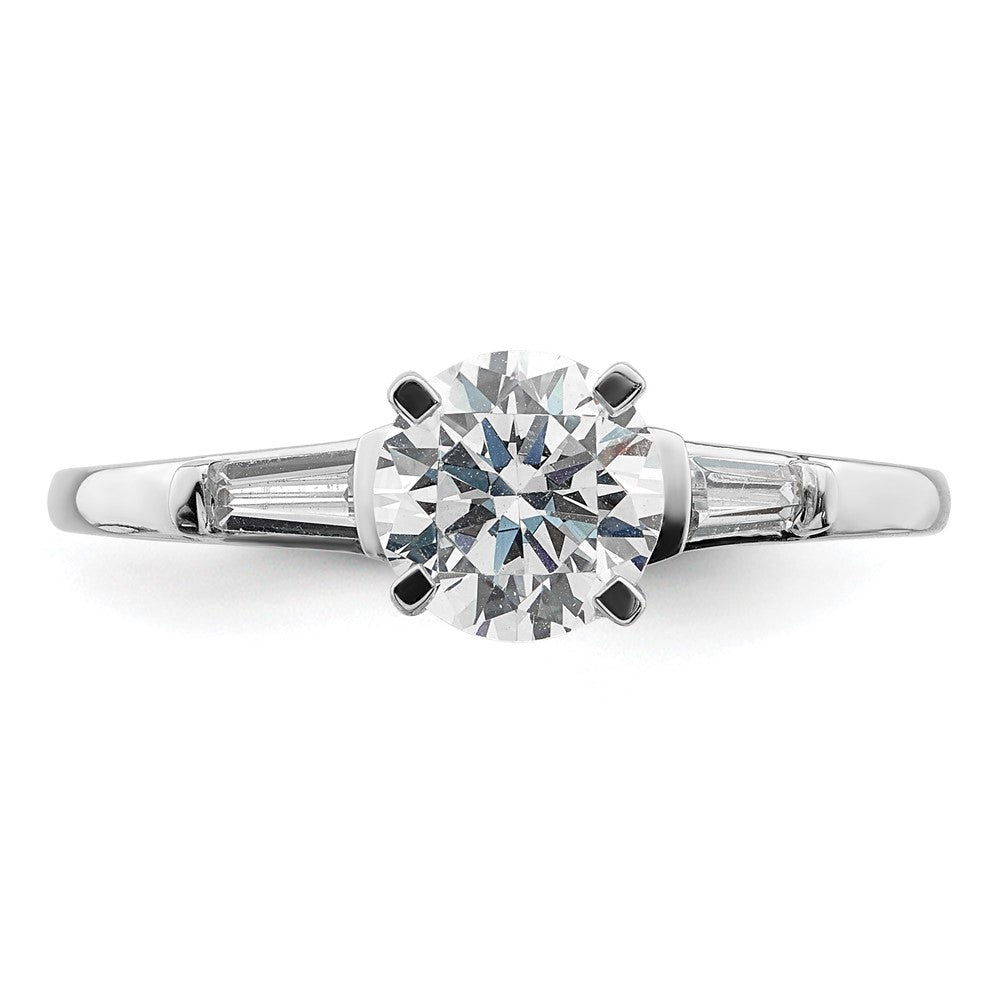 14K White Gold Semi Mount Including 2 Baquette Side Stones Diamond Engagement Ring