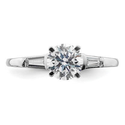 14K White Gold Semi Mount Including 2 Baquette Side Stones Diamond Engagement Ring