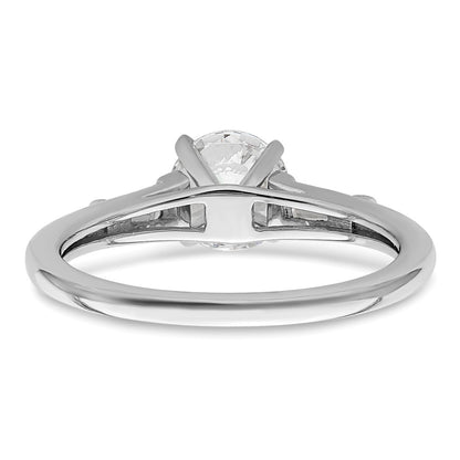 14K White Gold Semi Mount Including 2 Baquette Side Stones Diamond Engagement Ring