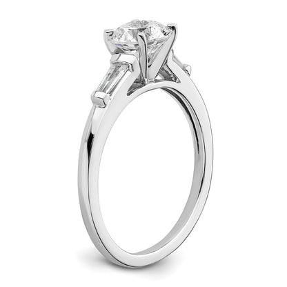 14K White Gold Semi Mount Including 2 Baquette Side Stones Diamond Engagement Ring