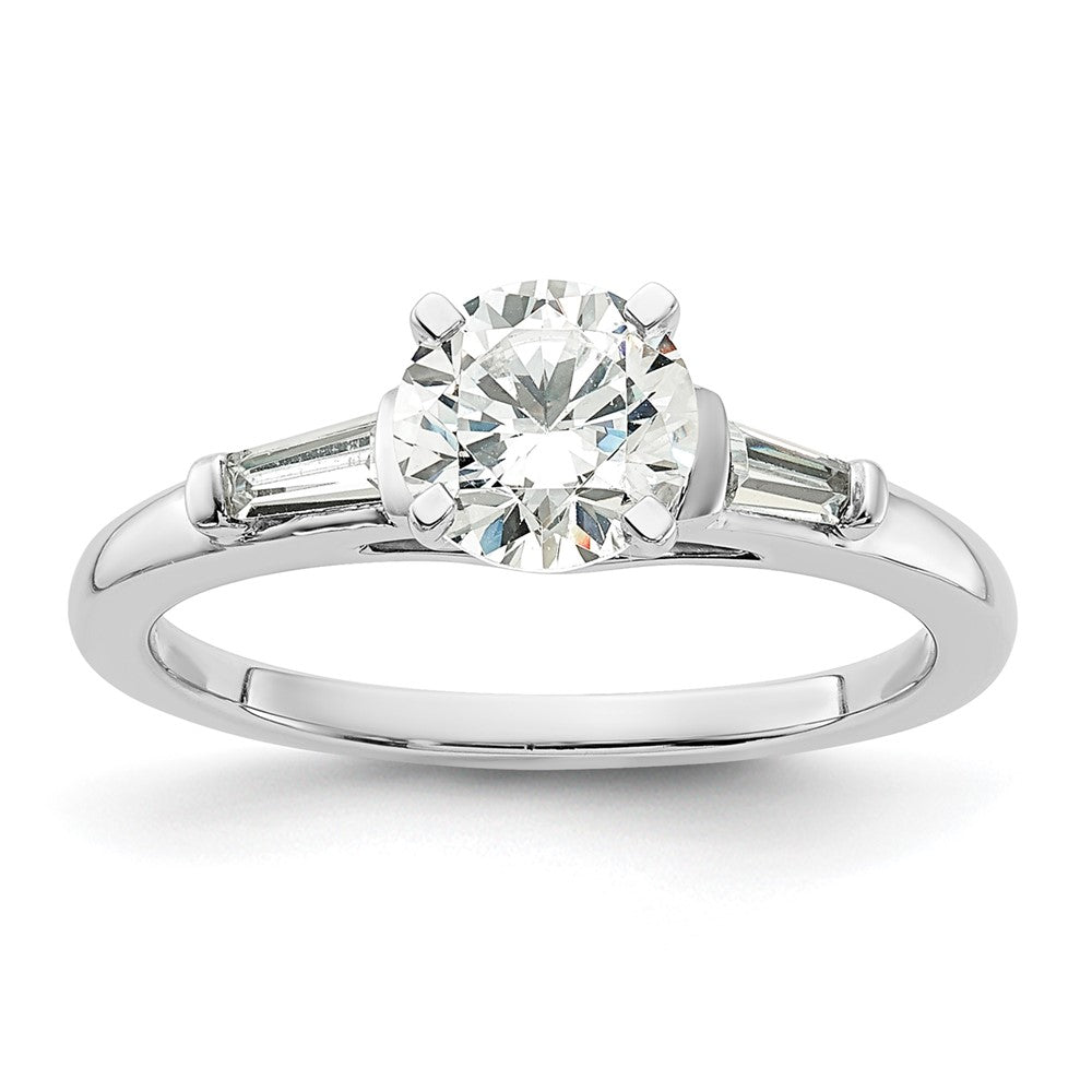 14K White Gold Semi Mount Including 2 Baquette Side Stones Diamond Engagement Ring