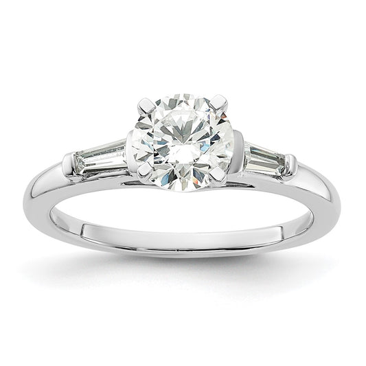 14K White Gold Semi Mount Including 2 Baquette Side Stones Diamond Engagement Ring