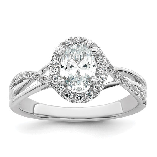 14k White Gold 1/4 Ct. Lab Grown Diamond VS/SI+ G+ 3/4 Ct. Center Round Bypass Engagement Ring