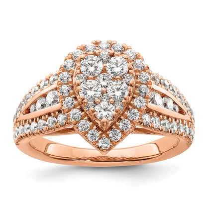 14k Rose Gold 1 1/4 Ct. Lab Grown Diamond VS/SI+ G+ Cluster Engagement Ring