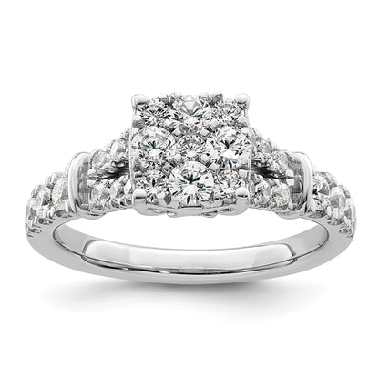 14k White Gold 1 Ct. Lab Grown Diamond VS/SI+ G+ Cluster Engagement Ring