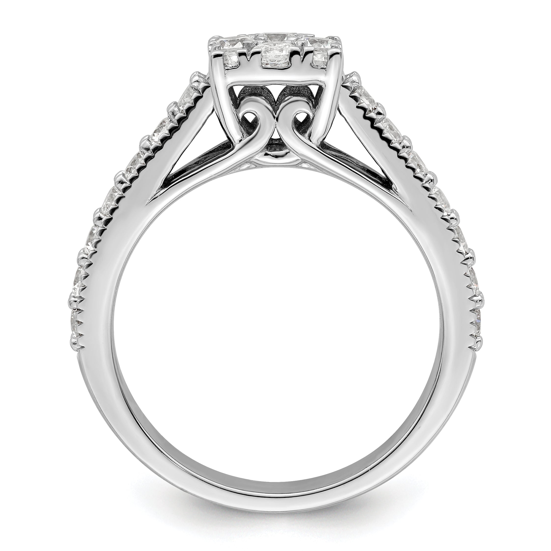 14k White Gold 1 Ct. Lab Grown Diamond VS/SI+ G+ Cluster Engagement Ring