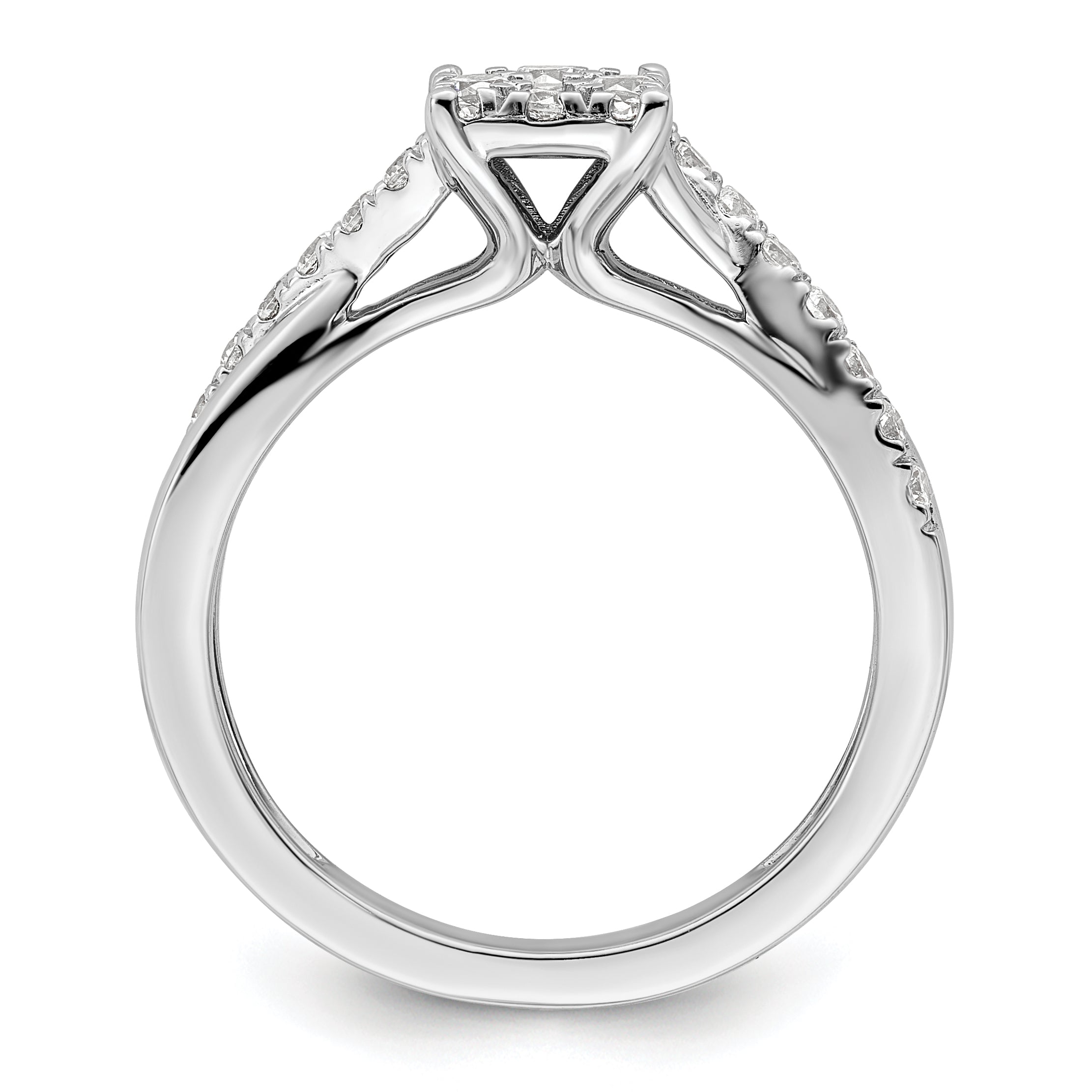 14k White Gold 1/2 Ct. Lab Grown Diamond VS/SI+ G+ Cluster Engagement Ring