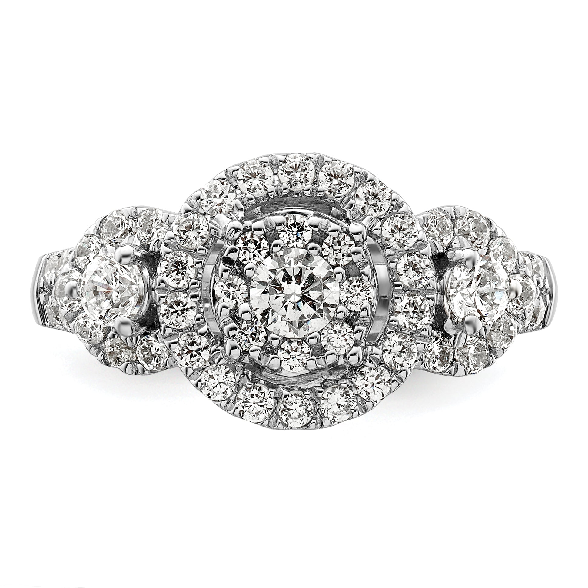 14k White Gold 1 Ct. Lab Grown Diamond VS/SI+ G+ Cluster Engagement Ring