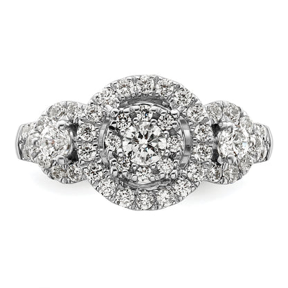 14k White Gold 1 Ct. Lab Grown Diamond VS/SI+ G+ Cluster Engagement Ring