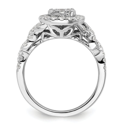 14k White Gold 1 Ct. Lab Grown Diamond VS/SI+ G+ Cluster Engagement Ring