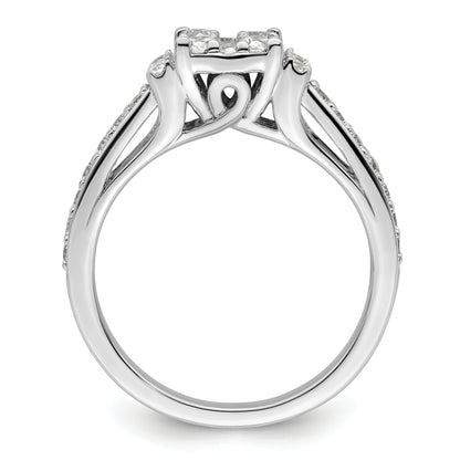 14k White Gold 3/4 Ct. Lab Grown Diamond VS/SI+ G+ Cluster Engagement Ring