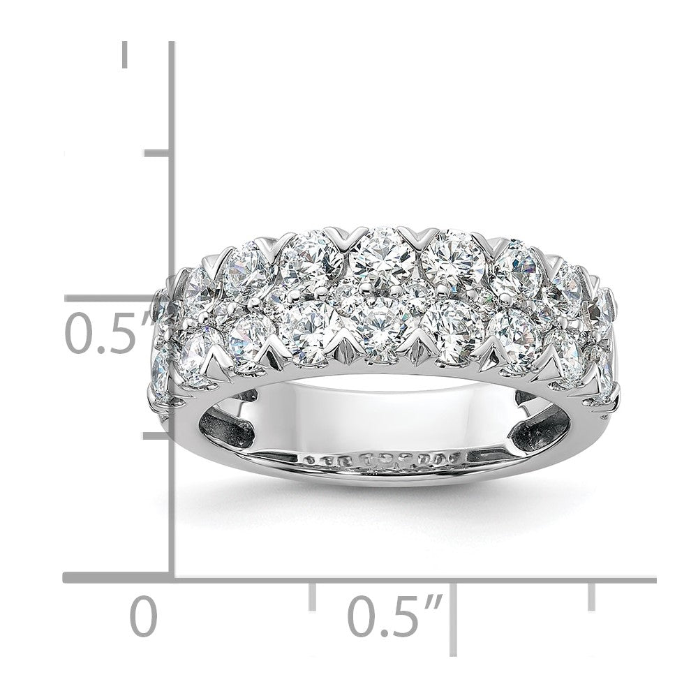 14k White Gold 2 Ct. Lab Grown Diamond VS/SI+ G+ Double Row Fashion Band Ring