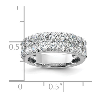 14k White Gold 2 Ct. Lab Grown Diamond VS/SI+ G+ Double Row Fashion Band Ring