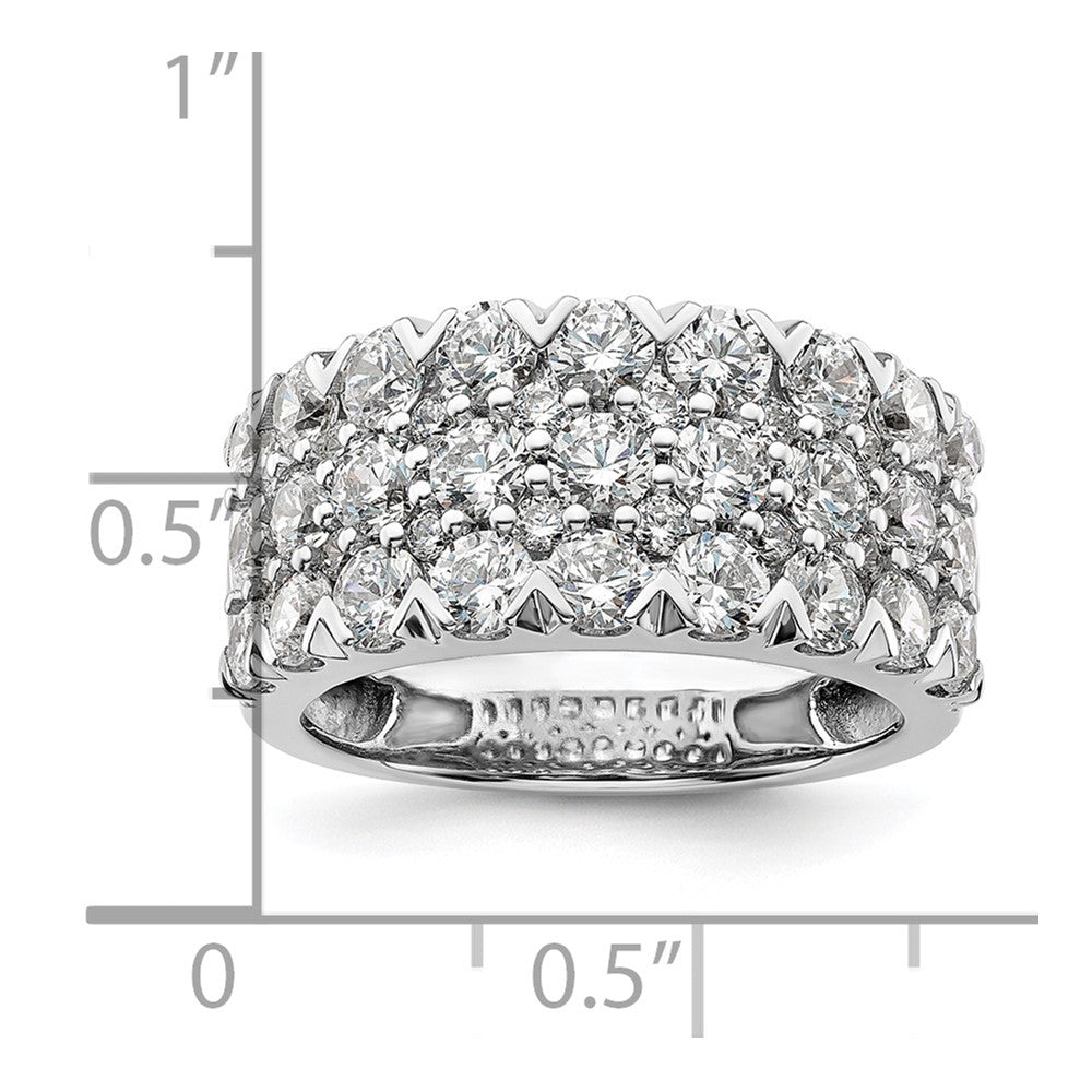 14k White Gold 3 Ct. Lab Grown Diamond VS/SI+ G+ Triple Row Fashion Band Ring