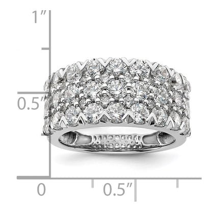 14k White Gold 3 Ct. Lab Grown Diamond VS/SI+ G+ Triple Row Fashion Band Ring