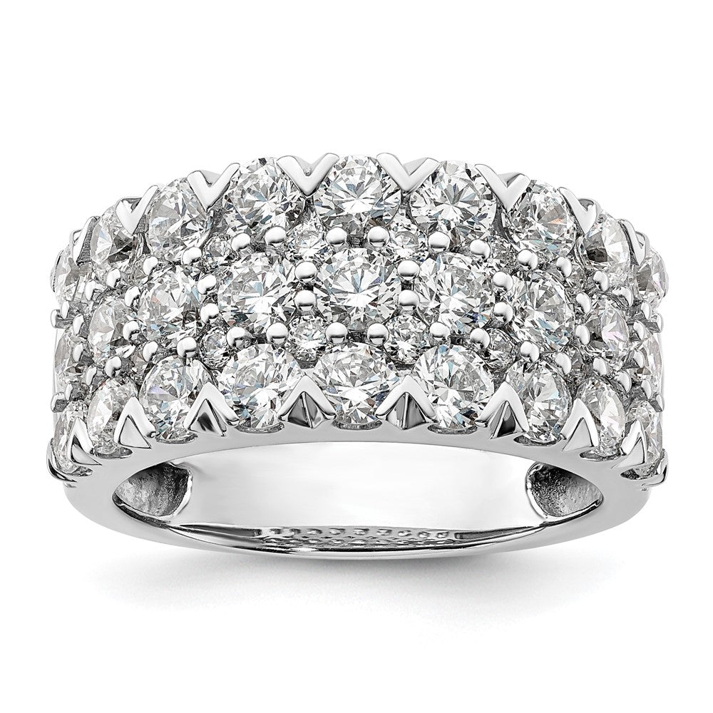 14k White Gold 3 Ct. Lab Grown Diamond VS/SI+ G+ Triple Row Fashion Band Ring