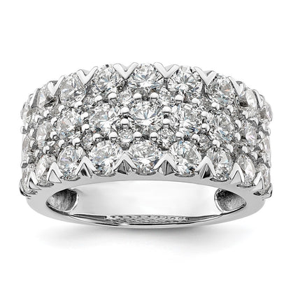 14k White Gold 3 Ct. Lab Grown Diamond VS/SI+ G+ Triple Row Fashion Band Ring