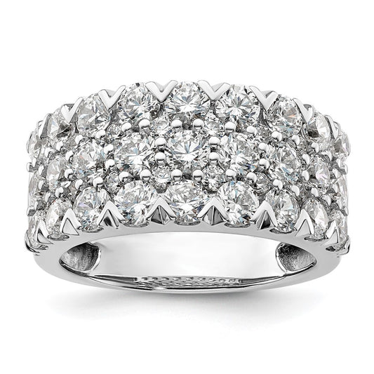 14k White Gold 3 Ct. Lab Grown Diamond VS/SI+ G+ Complete Triple Row Fashion Band