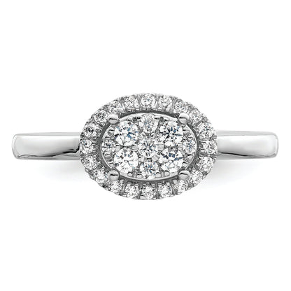 14K White Gold Oval Halo Cluster 1/3 Carat Diamond Complete Engagement Ring