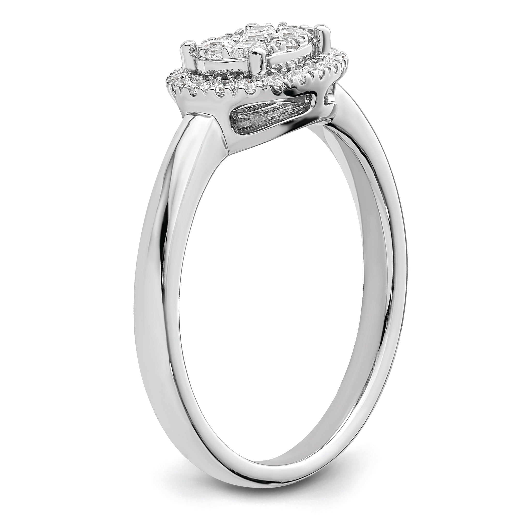 14K White Gold Oval Halo Cluster 1/3 Carat Diamond Complete Engagement Ring