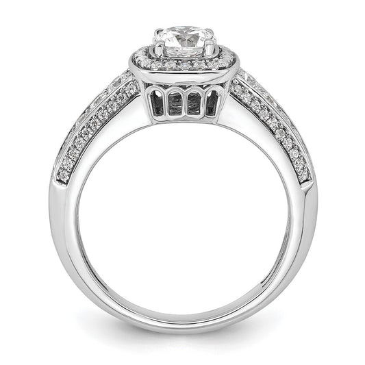 0.50ct. CZ Solid Real 14K White Gold  Halo Engagement Ring