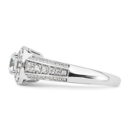 0.50ct. CZ Solid Real 14K White Gold  Halo Engagement Ring