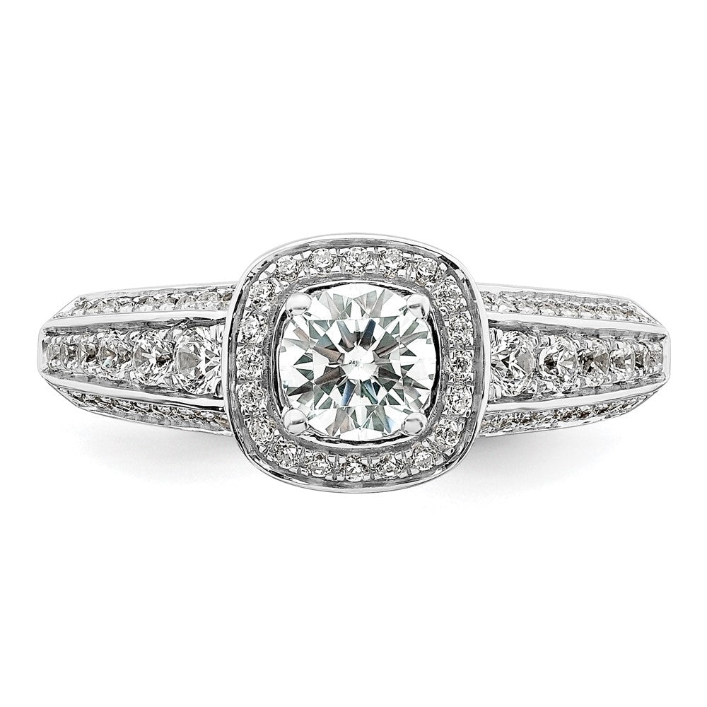 0.50ct. CZ Solid Real 14K White Gold  Halo Engagement Ring