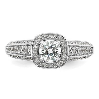 0.50ct. CZ Solid Real 14K White Gold  Halo Engagement Ring
