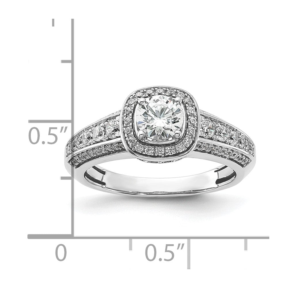 0.50ct. CZ Solid Real 14K White Gold  Halo Engagement Ring