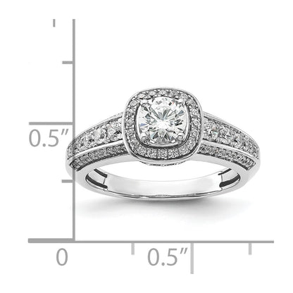0.50ct. CZ Solid Real 14K White Gold  Halo Engagement Ring