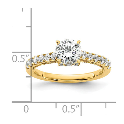 1.00ct. CZ Solid Real 14K Vintage Engagement Ring