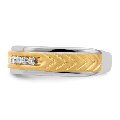 14K Two Tone 5 Stone 1/6 Carat Diamond Complete Men'S Channel Band