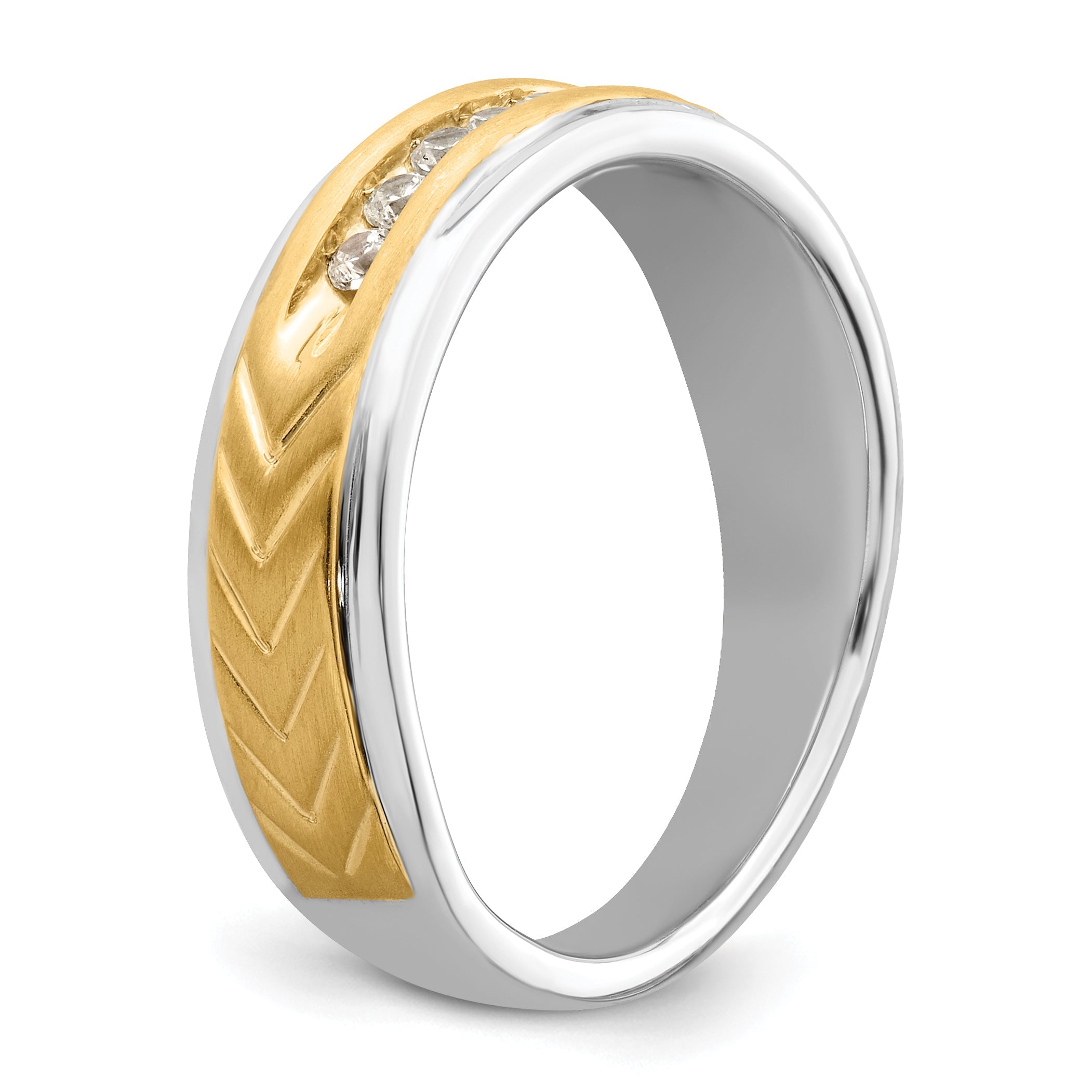 14K Two Tone 5 Stone 1/6 Carat Diamond Complete Men'S Channel Band