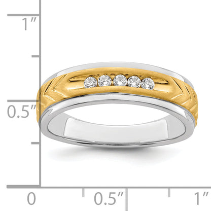 14K Two Tone 5 Stone 1/6 Carat Diamond Complete Men'S Channel Band