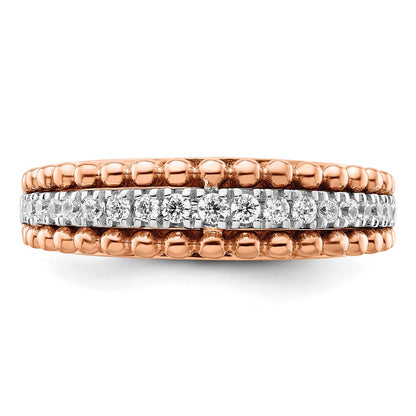 14k Two-tone Two Tone Rose and White Gold 1/4 Ct. Lab Grown Diamond VS/SI+ G+ Band Ring