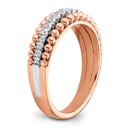14k Two-tone Two Tone Rose and White Gold 1/4 Ct. Lab Grown Diamond VS/SI+ G+ Band Ring