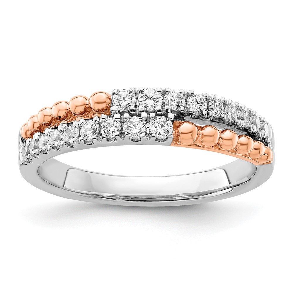 14k Two-tone Two Tone Rose and White Gold 1/3 Ct. Lab Grown Diamond VS/SI+ G+ Band Ring